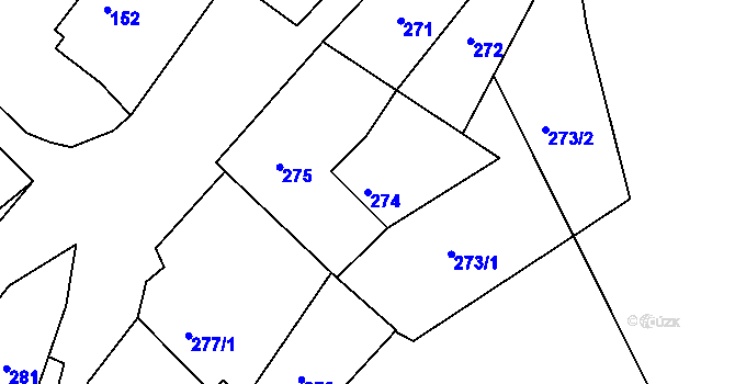 Parcela st. 274 v KÚ Heřmanice u Žandova, Katastrální mapa
