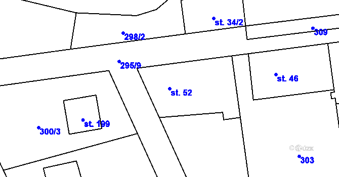 Parcela st. 52 v KÚ Heřmaničky, Katastrální mapa