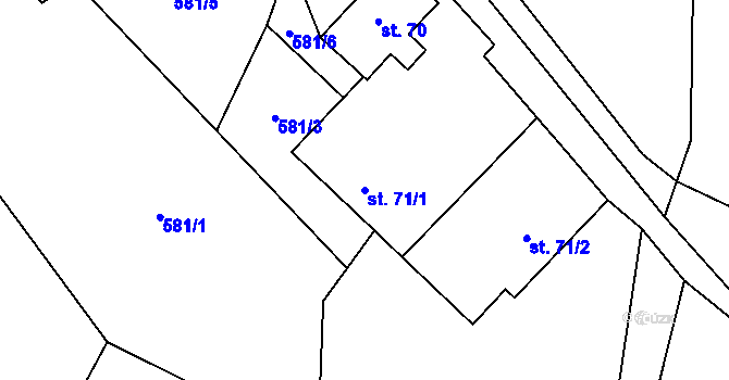 Parcela st. 71/1 v KÚ Heřmaničky, Katastrální mapa
