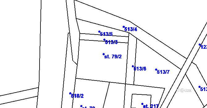 Parcela st. 79/2 v KÚ Heřmaničky, Katastrální mapa