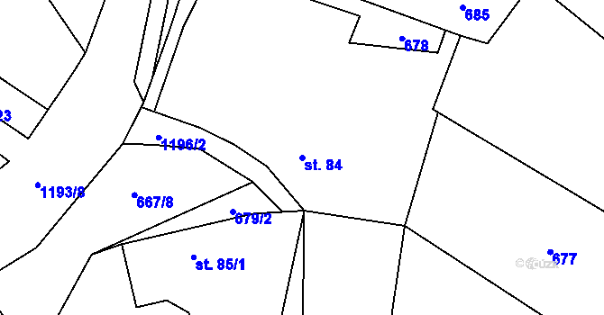 Parcela st. 84 v KÚ Heřmaničky, Katastrální mapa