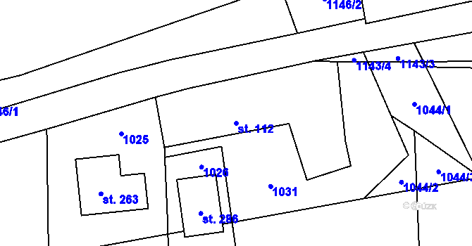 Parcela st. 112 v KÚ Heřmaničky, Katastrální mapa