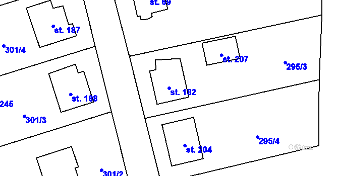 Parcela st. 182 v KÚ Heřmaničky, Katastrální mapa