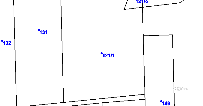 Parcela st. 121/1 v KÚ Heřmaničky, Katastrální mapa