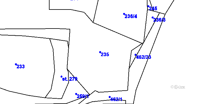 Parcela st. 235 v KÚ Heřmaničky, Katastrální mapa
