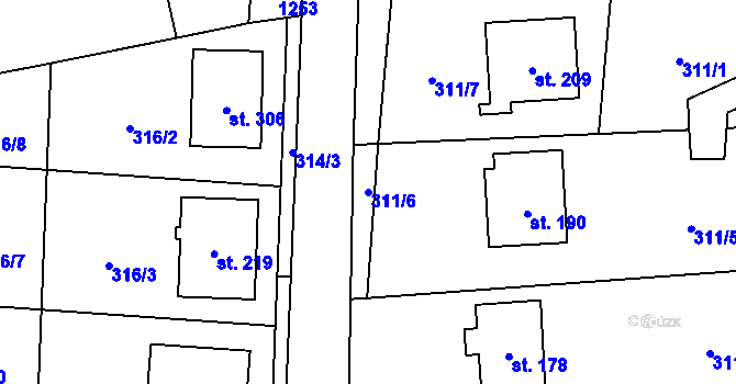 Parcela st. 311/6 v KÚ Heřmaničky, Katastrální mapa