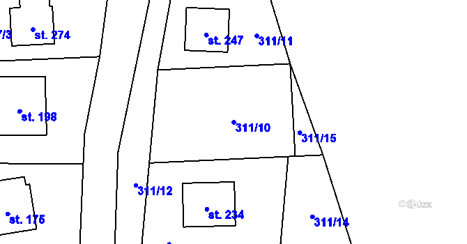 Parcela st. 311/10 v KÚ Heřmaničky, Katastrální mapa