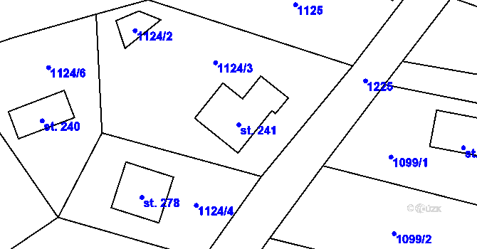 Parcela st. 241 v KÚ Heřmaničky, Katastrální mapa