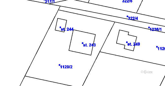 Parcela st. 243 v KÚ Heřmaničky, Katastrální mapa
