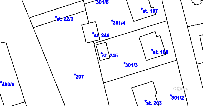 Parcela st. 245 v KÚ Heřmaničky, Katastrální mapa