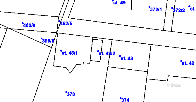 Parcela st. 48/2 v KÚ Heřmaničky, Katastrální mapa