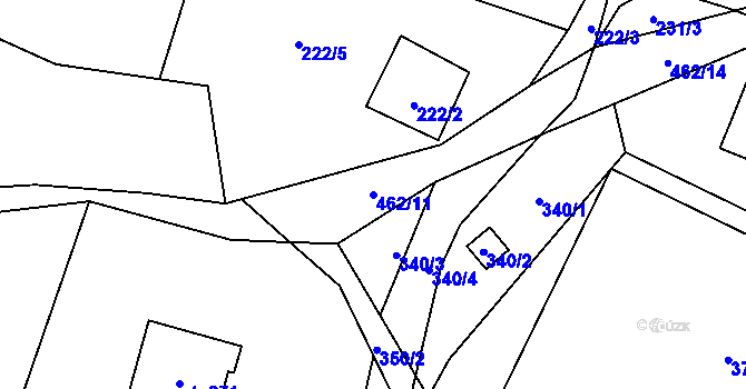 Parcela st. 462/11 v KÚ Heřmaničky, Katastrální mapa
