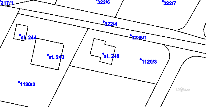 Parcela st. 249 v KÚ Heřmaničky, Katastrální mapa