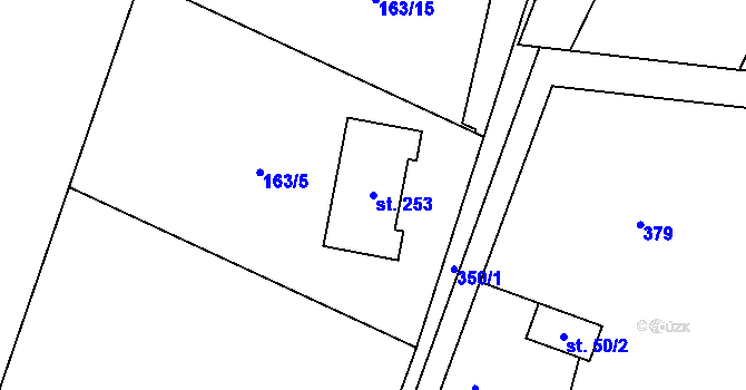 Parcela st. 253 v KÚ Heřmaničky, Katastrální mapa