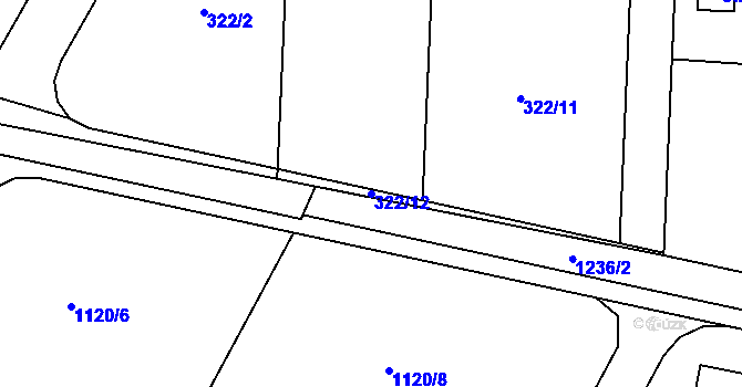 Parcela st. 322/12 v KÚ Heřmaničky, Katastrální mapa