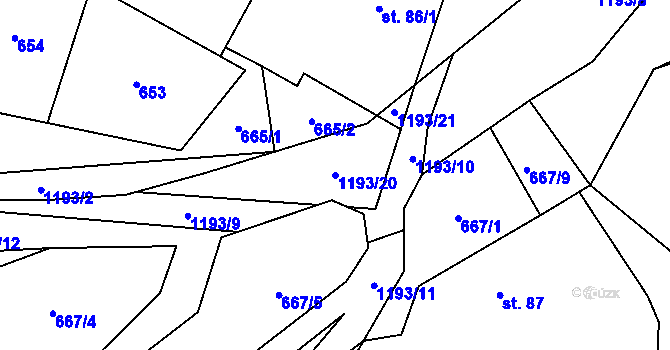 Parcela st. 1193/20 v KÚ Heřmaničky, Katastrální mapa