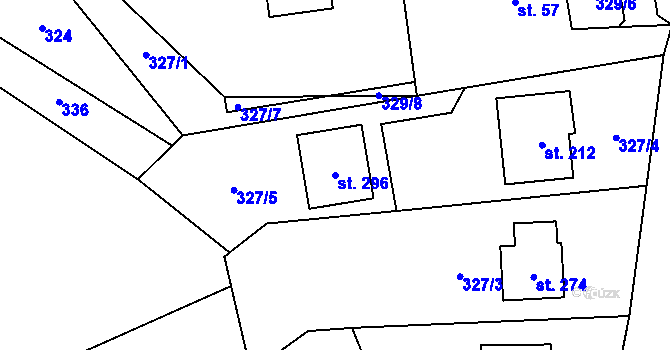Parcela st. 296 v KÚ Heřmaničky, Katastrální mapa