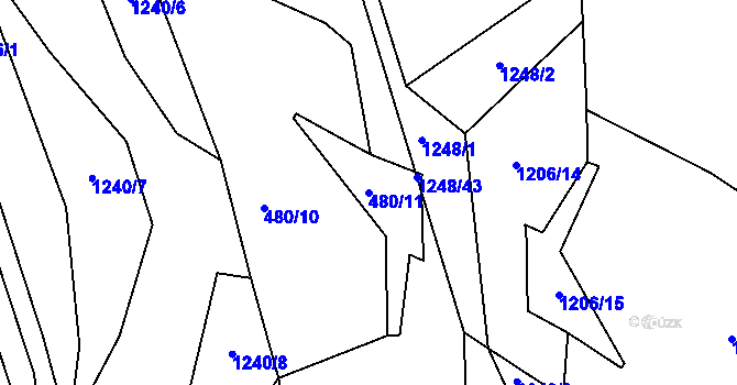 Parcela st. 480/11 v KÚ Heřmaničky, Katastrální mapa