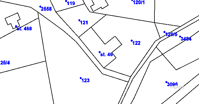 Parcela st. 46 v KÚ Heřmánkovice, Katastrální mapa