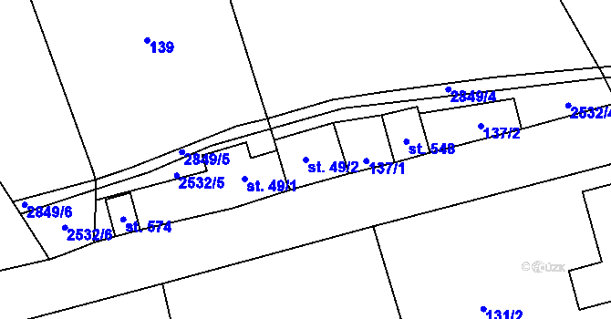 Parcela st. 49/2 v KÚ Heřmánkovice, Katastrální mapa
