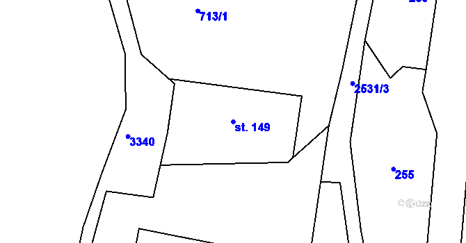 Parcela st. 149 v KÚ Heřmánkovice, Katastrální mapa