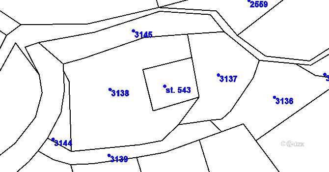 Parcela st. 543 v KÚ Heřmánkovice, Katastrální mapa