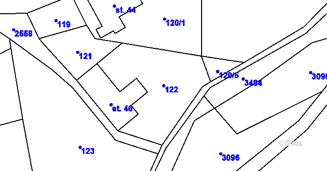 Parcela st. 122 v KÚ Heřmánkovice, Katastrální mapa