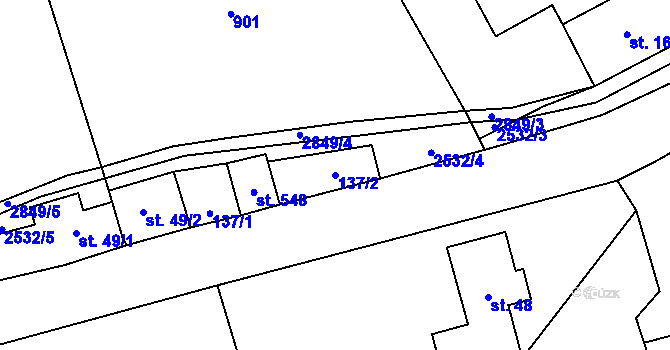 Parcela st. 137/2 v KÚ Heřmánkovice, Katastrální mapa