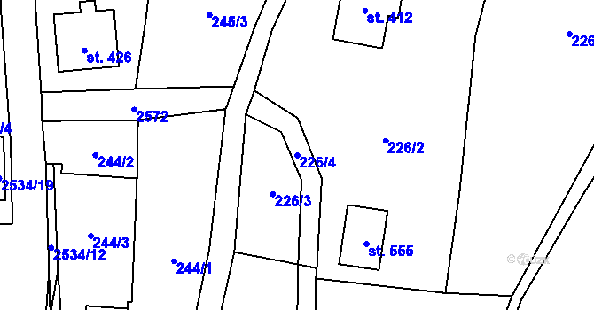 Parcela st. 226/4 v KÚ Heřmánkovice, Katastrální mapa