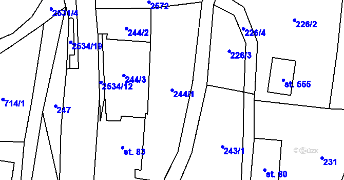 Parcela st. 244/1 v KÚ Heřmánkovice, Katastrální mapa