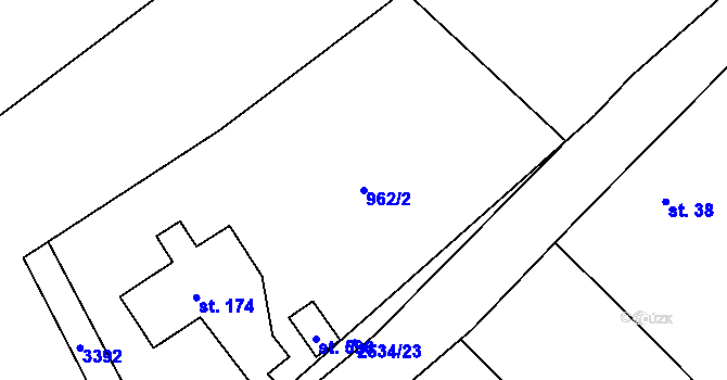 Parcela st. 962/2 v KÚ Heřmánkovice, Katastrální mapa