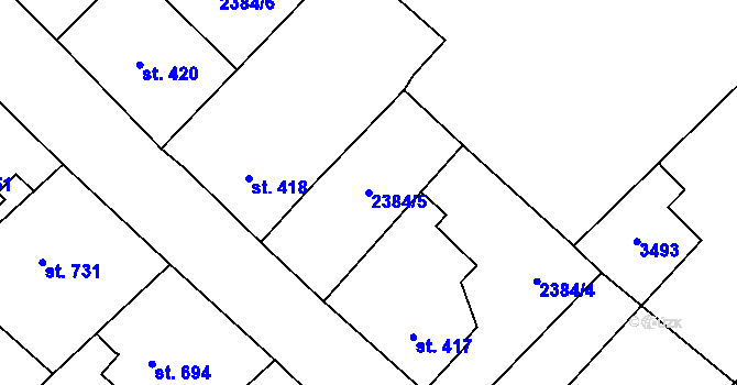 Parcela st. 2384/5 v KÚ Heřmánkovice, Katastrální mapa