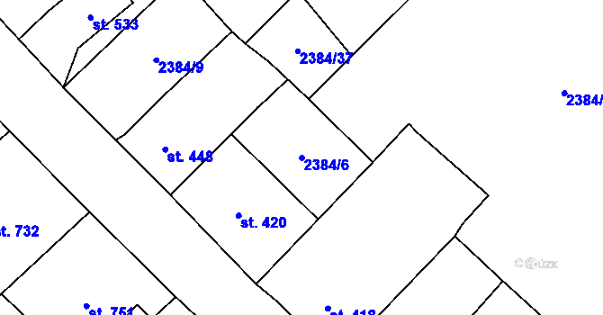 Parcela st. 2384/6 v KÚ Heřmánkovice, Katastrální mapa