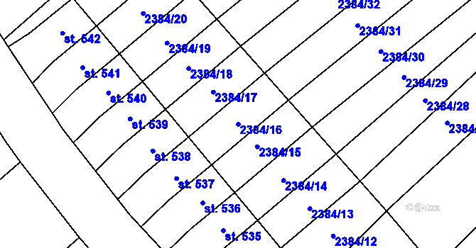 Parcela st. 2384/16 v KÚ Heřmánkovice, Katastrální mapa