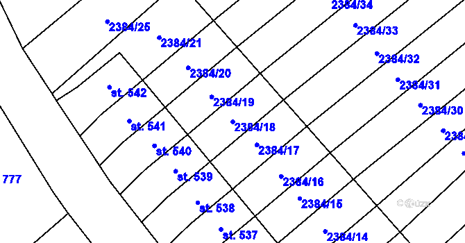 Parcela st. 2384/18 v KÚ Heřmánkovice, Katastrální mapa