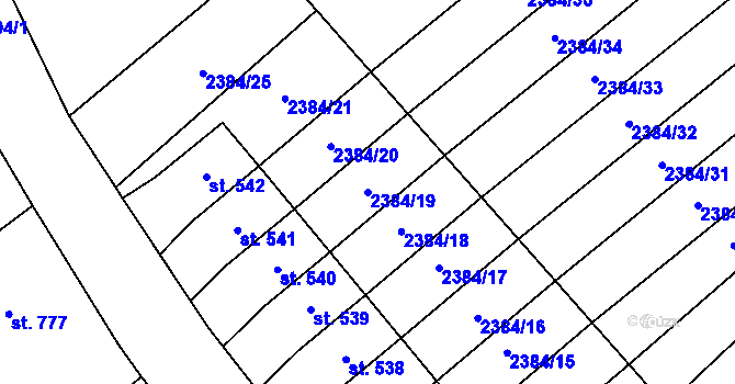 Parcela st. 2384/19 v KÚ Heřmánkovice, Katastrální mapa