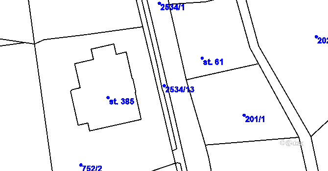 Parcela st. 2534/13 v KÚ Heřmánkovice, Katastrální mapa