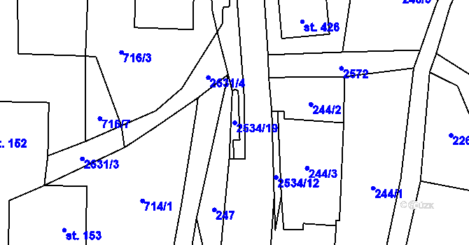 Parcela st. 2534/19 v KÚ Heřmánkovice, Katastrální mapa