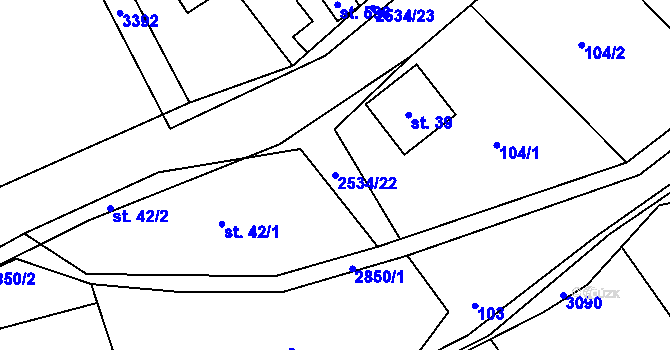 Parcela st. 2534/22 v KÚ Heřmánkovice, Katastrální mapa