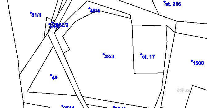 Parcela st. 48/3 v KÚ Heřmánkovice, Katastrální mapa