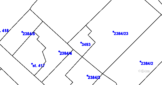 Parcela st. 3493 v KÚ Heřmánkovice, Katastrální mapa
