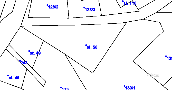 Parcela st. 58 v KÚ Janovičky u Broumova, Katastrální mapa