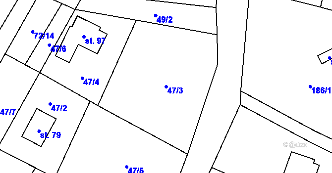 Parcela st. 47/3 v KÚ Janovičky u Broumova, Katastrální mapa