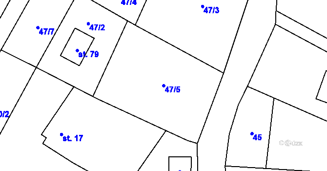 Parcela st. 47/5 v KÚ Janovičky u Broumova, Katastrální mapa