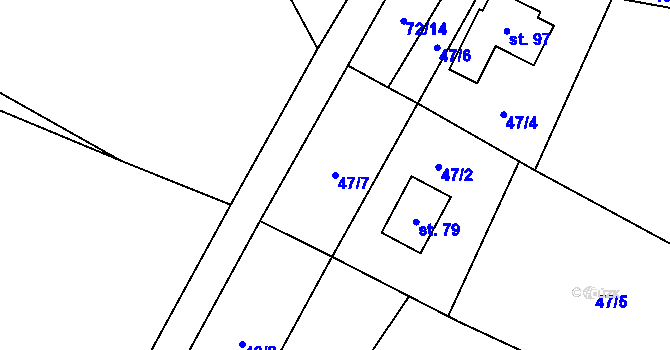 Parcela st. 47/7 v KÚ Janovičky u Broumova, Katastrální mapa