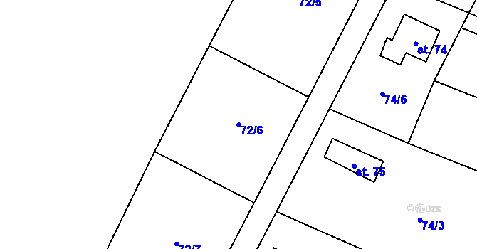 Parcela st. 72/6 v KÚ Janovičky u Broumova, Katastrální mapa