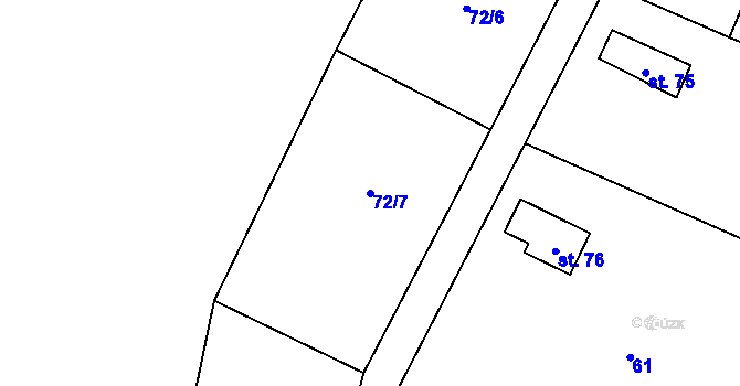 Parcela st. 72/7 v KÚ Janovičky u Broumova, Katastrální mapa