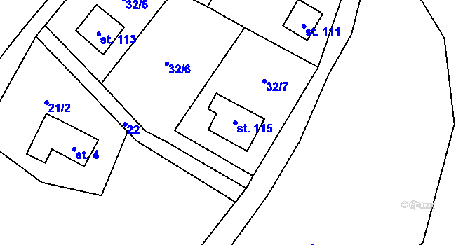 Parcela st. 115 v KÚ Janovičky u Broumova, Katastrální mapa