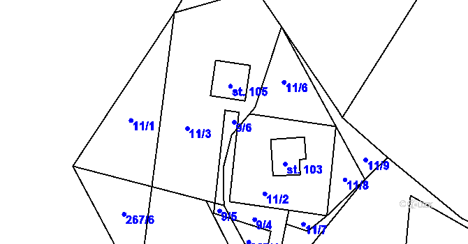Parcela st. 9/6 v KÚ Janovičky u Broumova, Katastrální mapa
