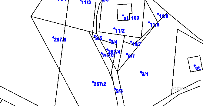Parcela st. 267/3 v KÚ Janovičky u Broumova, Katastrální mapa